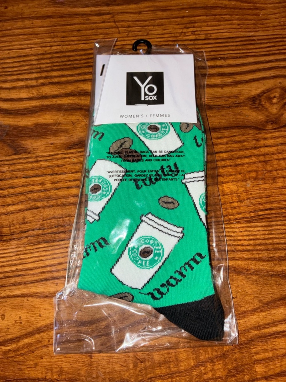 Women's Green Coffee Cup Crew Socks